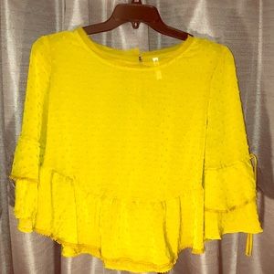 Sheer mustard yellow crop blouse